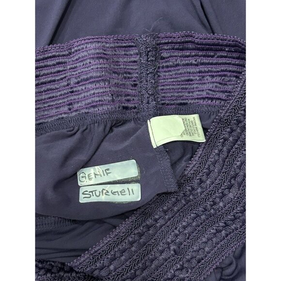 One World Pull On Wide Leg Pants Purple Sz XL Smocked Elastic Waist Boho Relaxed - Picture 6 of 11